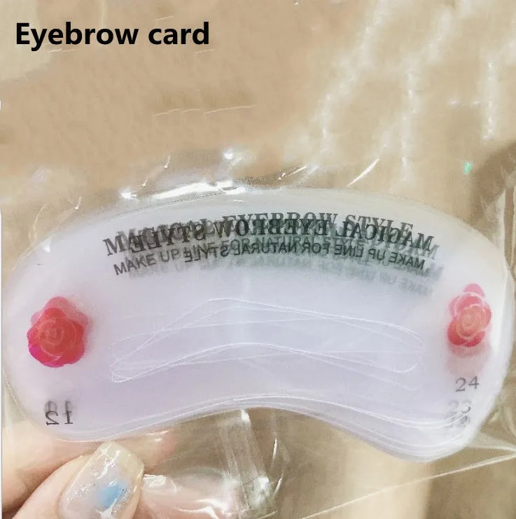 Brow stamp shaping kit with retouching shadow stick and 24 eyebrow cards for natural eyebrow shape