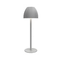 Modern dimmable USB rechargeable night lamp with thin round base in black or white colour.