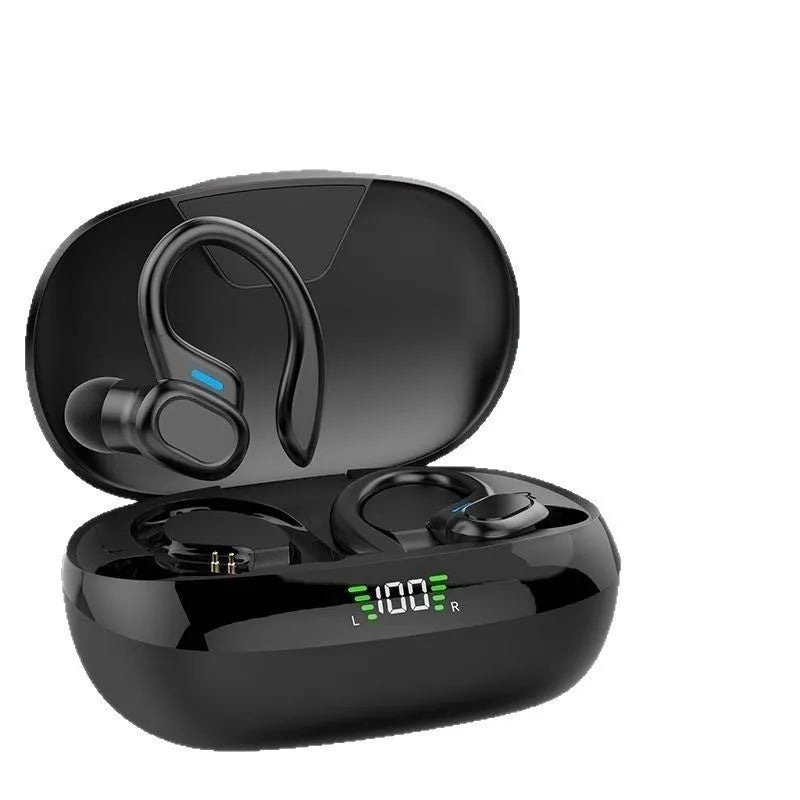 SP16 Wireless Bluetooth Headset in black with digital display and noise reduction features