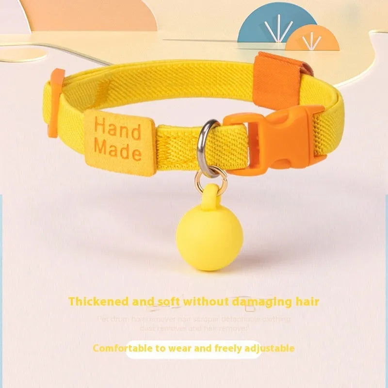 Elastic monochrome pet collar for small dogs in seven colour options on a white background.