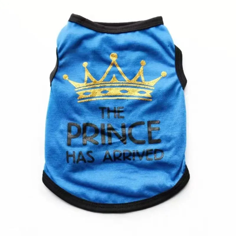 Cotton dog vest for puppies in various colours including black, blue, pink, and grey