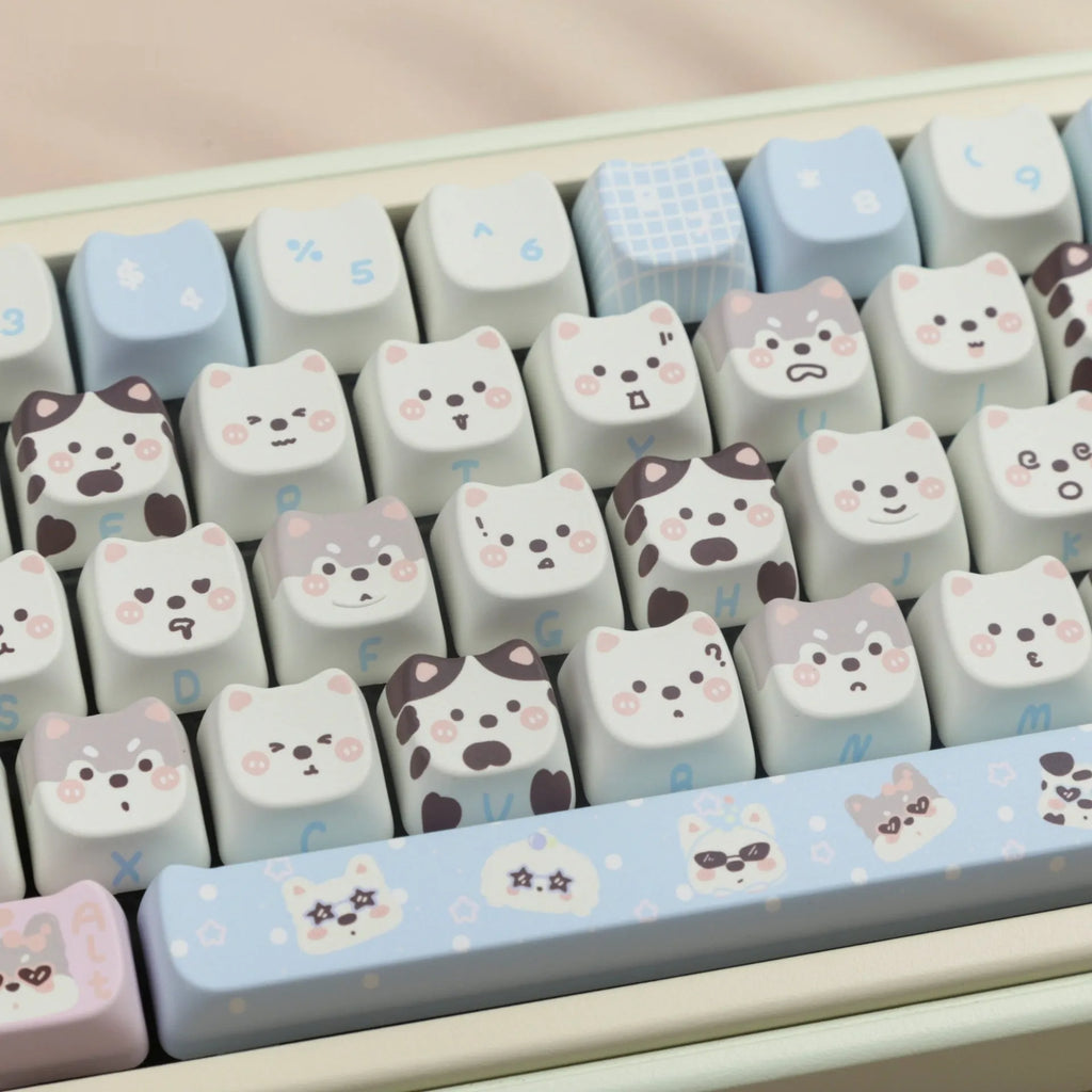 Full set of colourful puppy character design PBT keycaps for mechanical keyboards