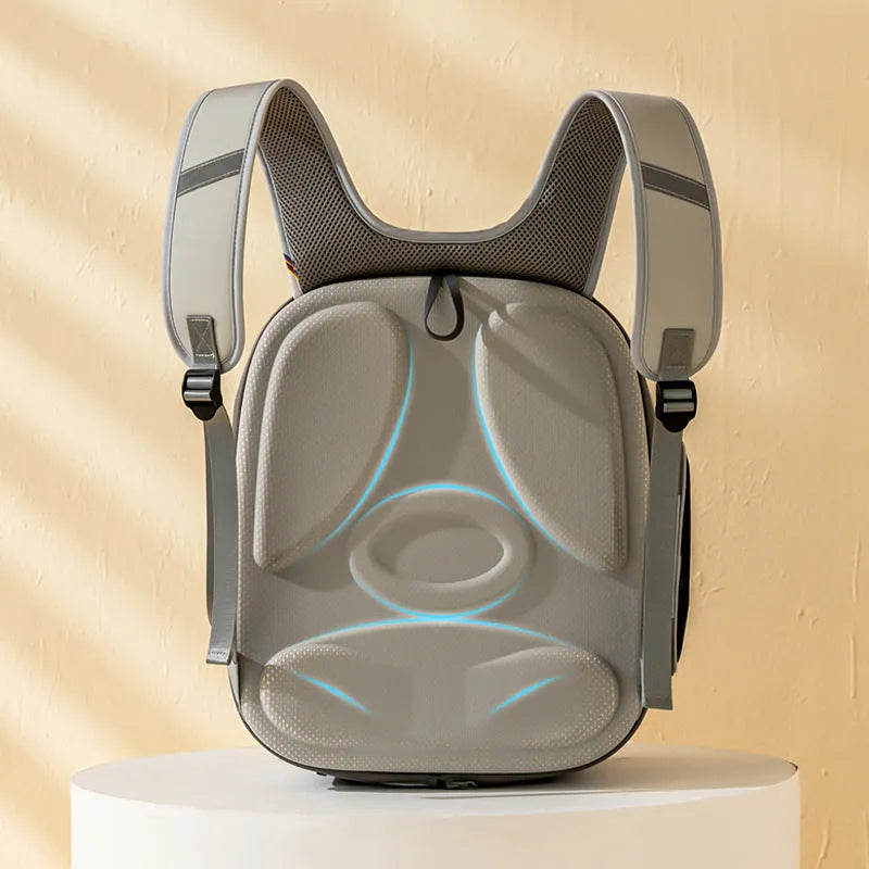 Pets Go Out portable breathable polyester fibre pet backpack in grey, 41x34x30cm, with ventilated panels