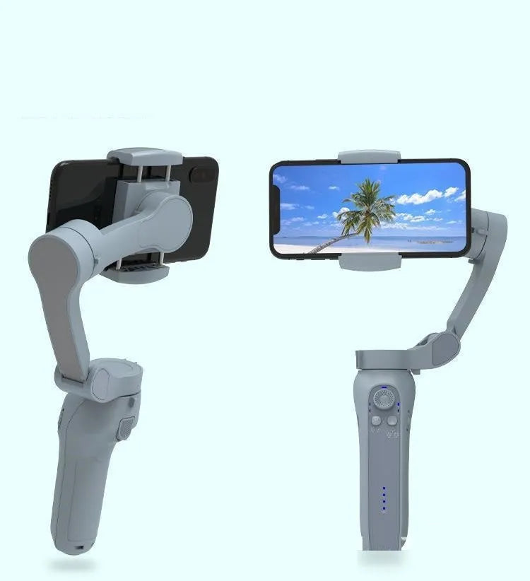 L7B PRO folding three-axis gimbal stabiliser for mobile phones shown in folded and unfolded states.
