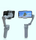 L7B PRO folding three-axis gimbal stabiliser for mobile phones shown in folded and unfolded states.