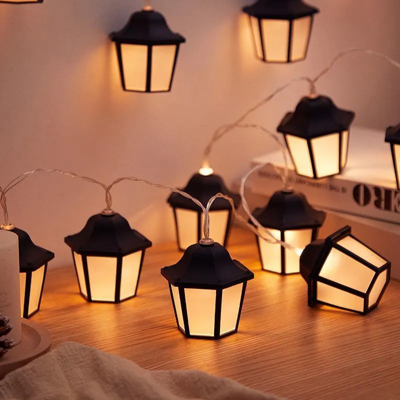 Solar retro lamp LED lighting chain with 10 warm white lantern bulbs on a 3.5-metre chain for garden villa decoration