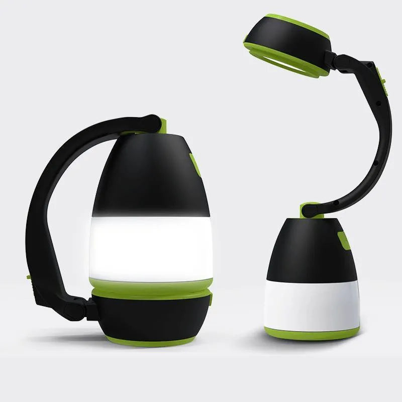 Black green multifunctional LED lamp with adjustable head and USB charging port