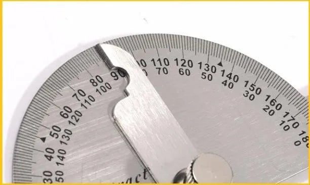 Adjustable plastic protractor showing 180° measuring scale with clear graduation marks