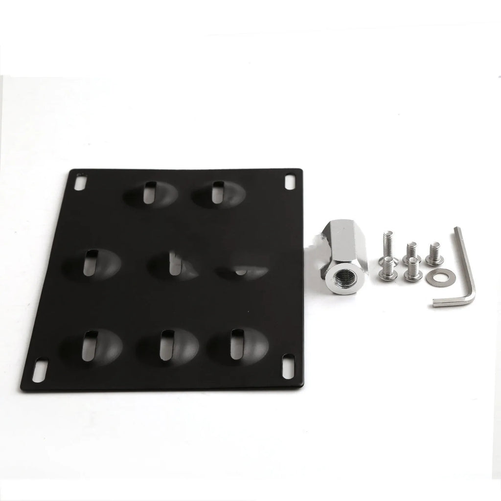 American-style metal licence plate frame with integrated trailer hook for vehicle modification