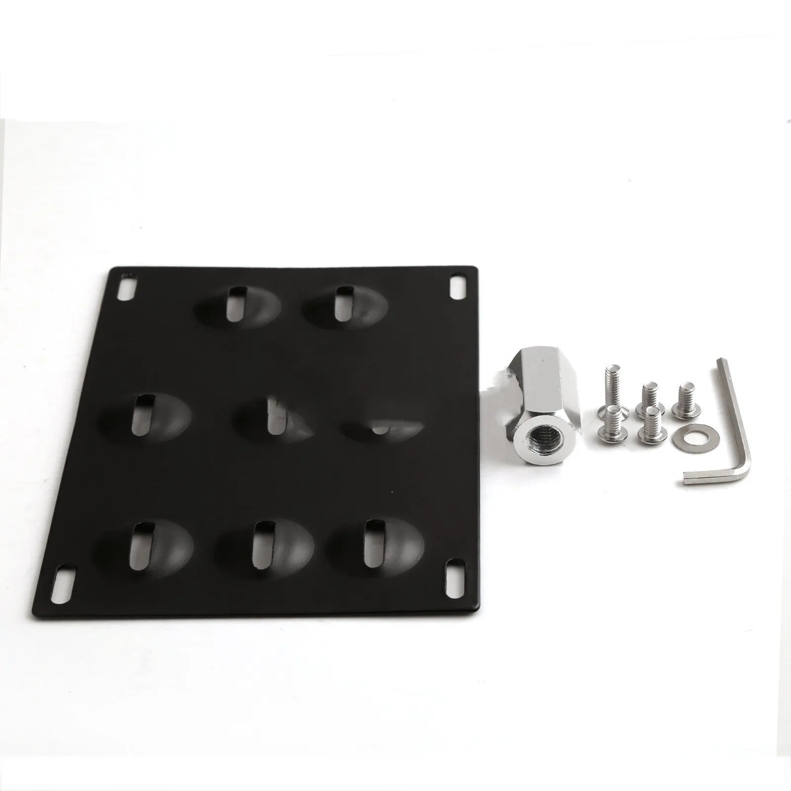 American-style metal licence plate frame with integrated trailer hook for vehicle modification