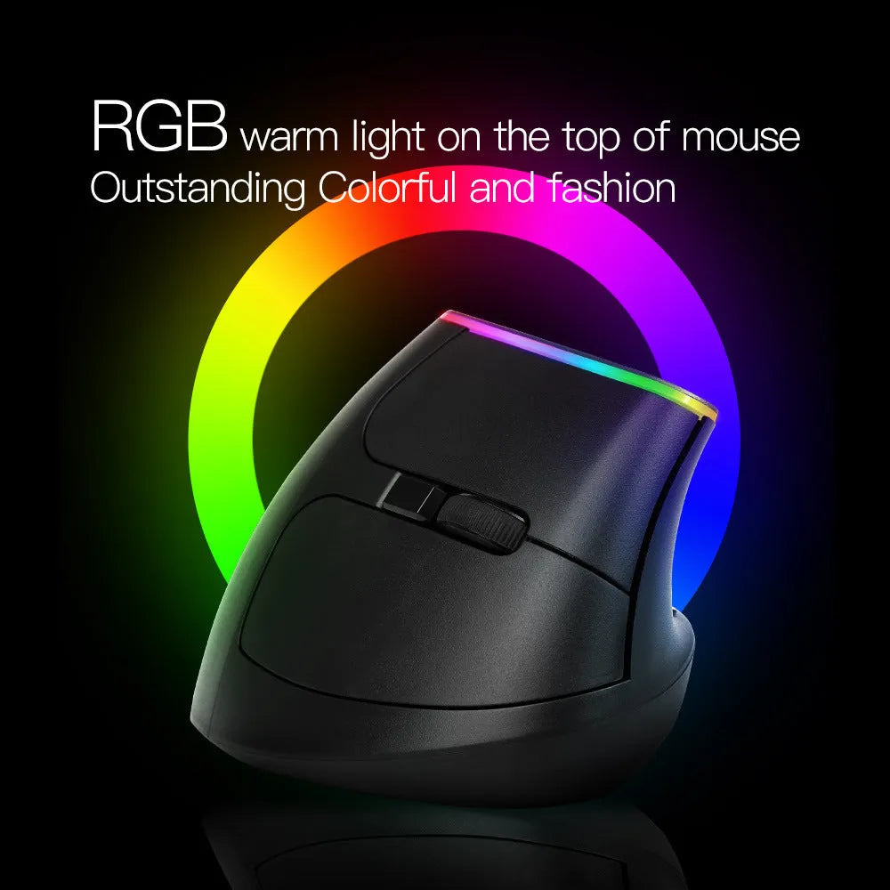 M618C vertical ergonomic wireless computer mouse with RGB lighting in black or white