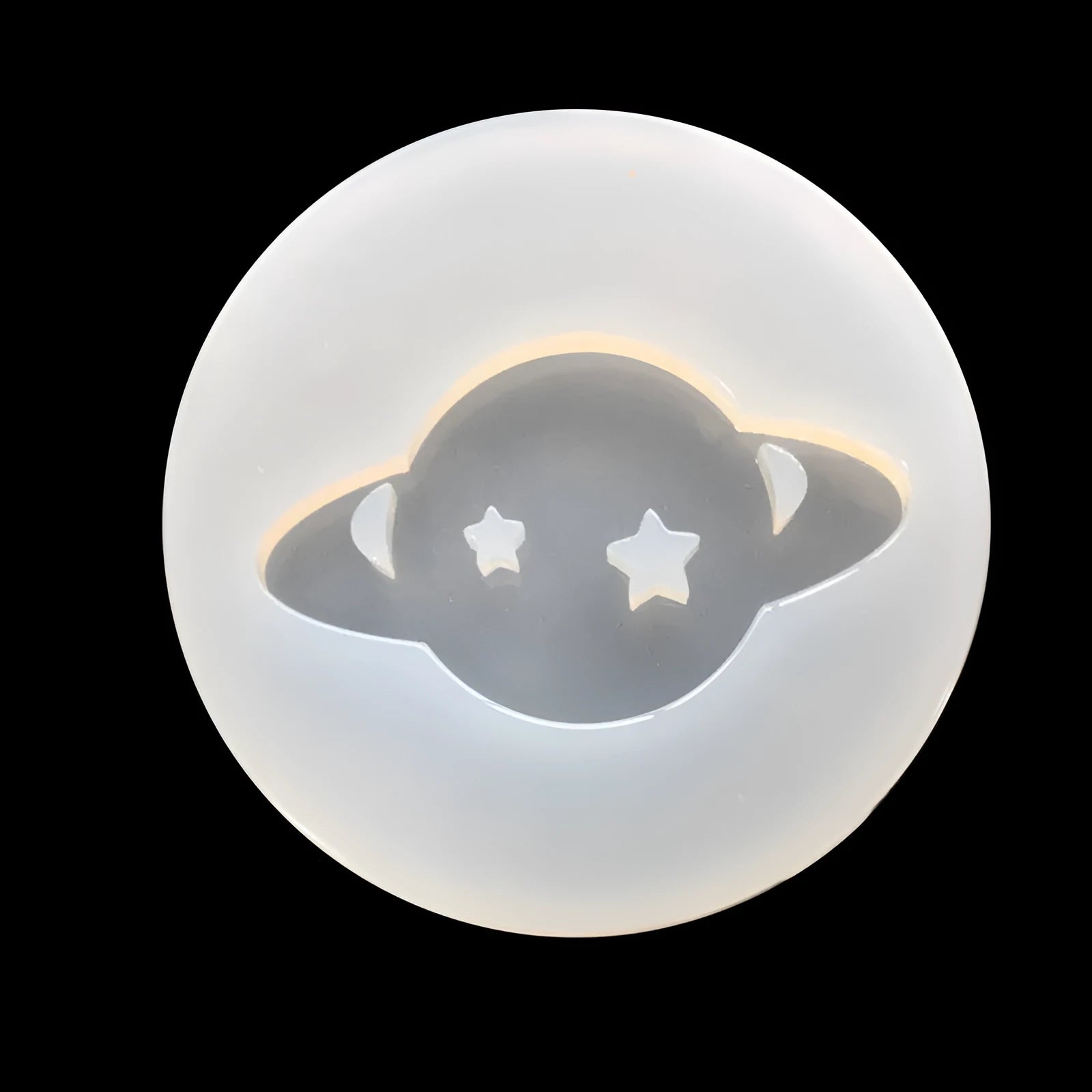 Clear silicone Full Mirror Planet epoxy resin mould for DIY jewellery making, approx 6.5cm.