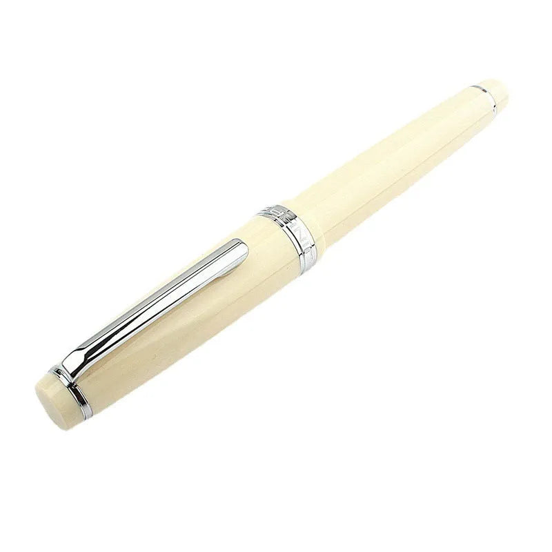Resin business pen with stainless steel nib shown in a selection of colour and clip finish options.