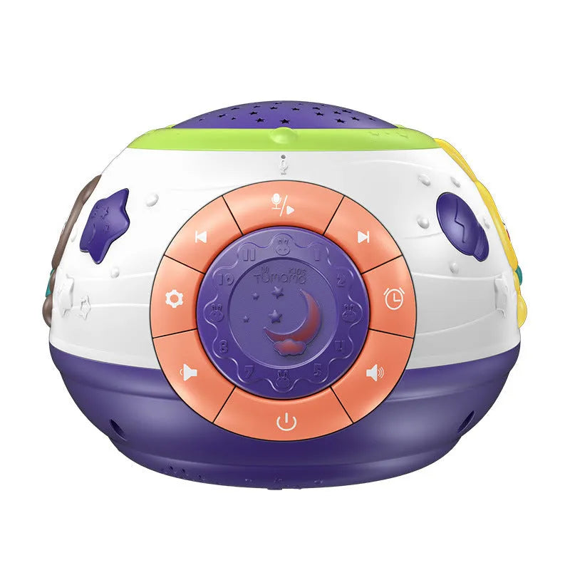 White starry sky night light projector for children with colour-changing lights and sound functions