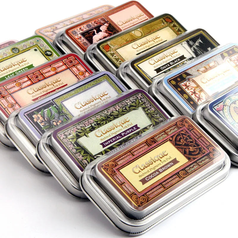 Rectangular notebook stamp pad with oily ink in five colour options