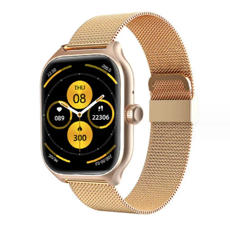 Bluetooth smart watch with touch screen display showing heart rate monitoring interface