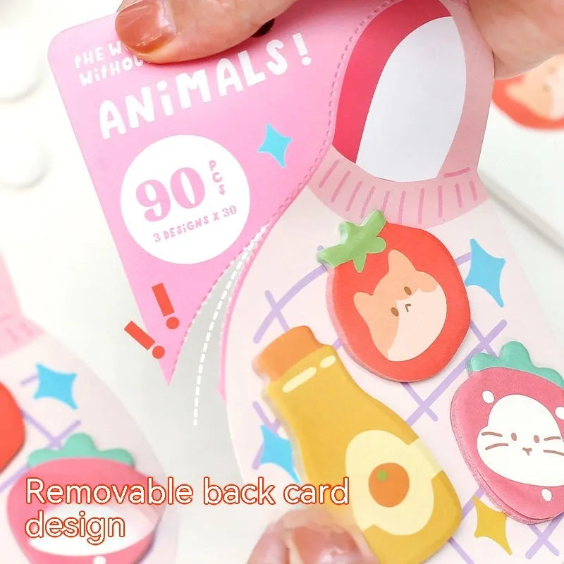 Small animal-shaped sticky note pad with designs like a kitten, puppy, bunny, and sea otter.