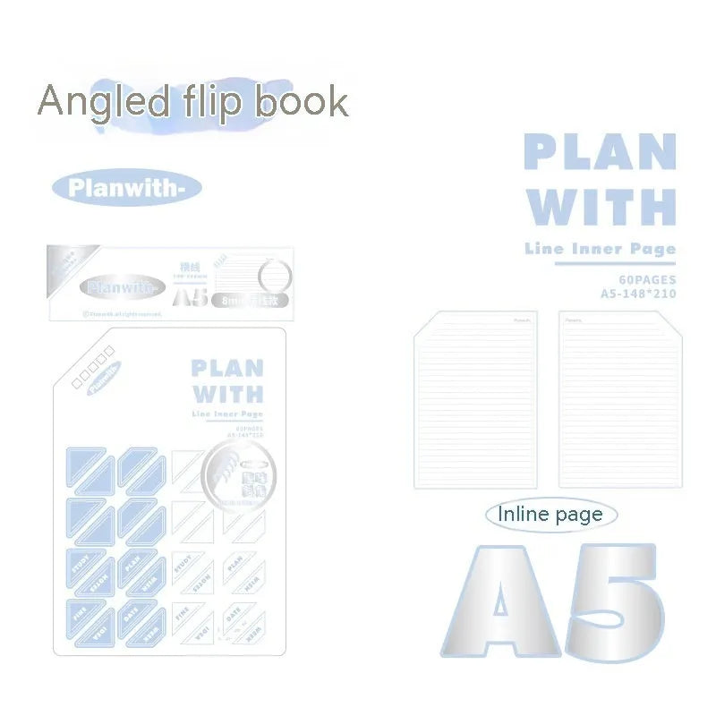 Artsy Ins Style Salt Series oblique angle student draft notebook showing white and blue plaid cover options.