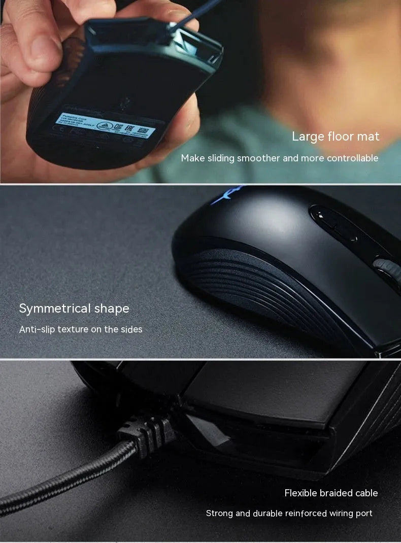 Pulsefire Core RGB wired gaming mouse in black and pink colour options on a mouse pad.