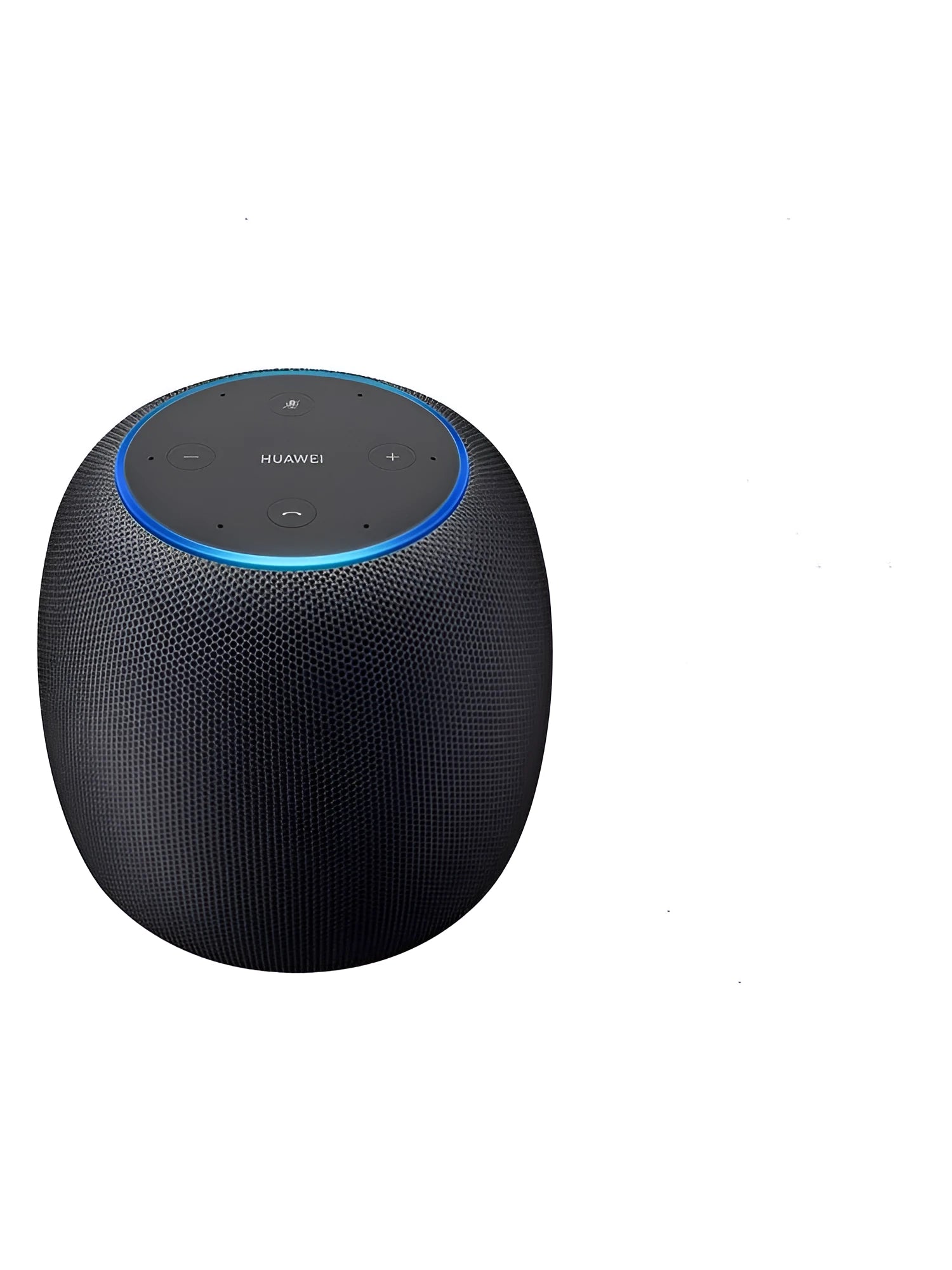 Compact mini AI voice assistant Bluetooth smart speaker with six microphones and control buttons.