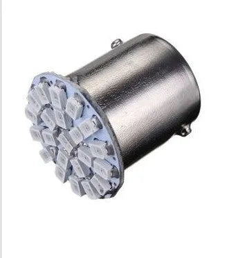 22-LED automotive brake light and turn signal unit with white LEDs and standard bayonet fitting