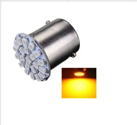 22-LED automotive brake light and turn signal unit with white LEDs and standard bayonet fitting