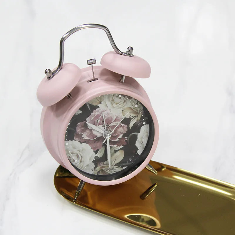 Retro cute plastic alarm clock in lotus colour with seconds display, 75x34x107mm