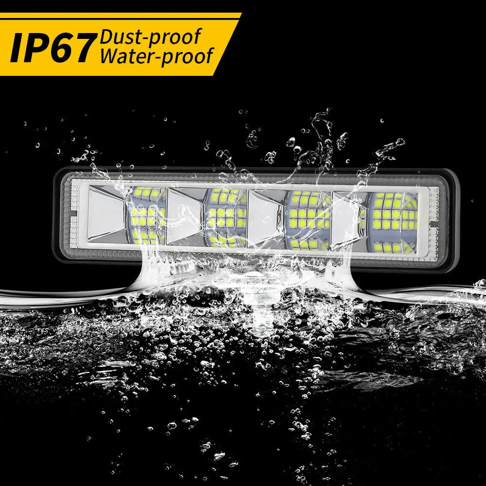 Set of four rectangular aluminium LED work lights for car and truck modification