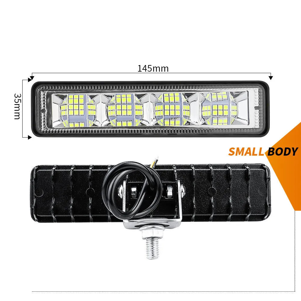 Set of four rectangular aluminium LED work lights for car and truck modification