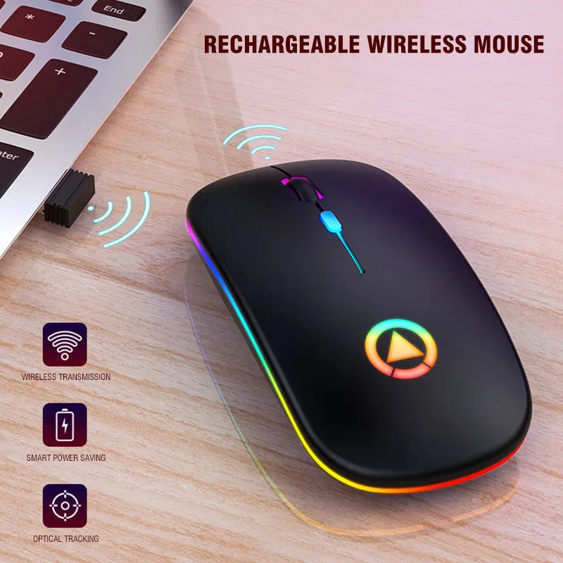 A2 wireless charging bluetooth mouse in matte black with scroll wheel and buttons