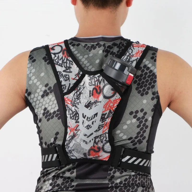 Breathable polyester chest bag in black, free size adjustable waist for outdoor sports and leisure travel
