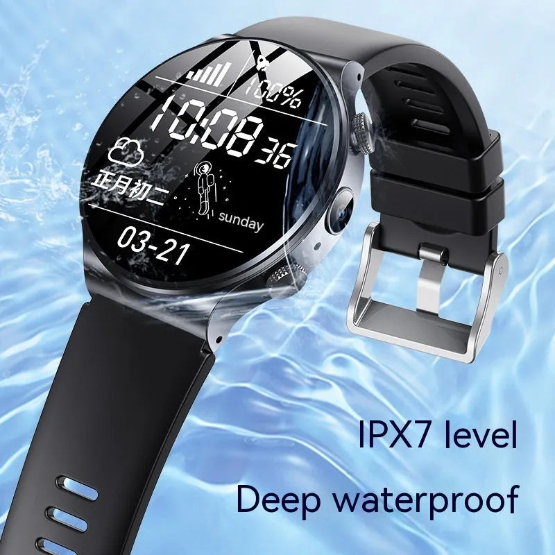 Black and white Fashion Personality Video Smart Watch showing 1.28-inch screen on a wrist.