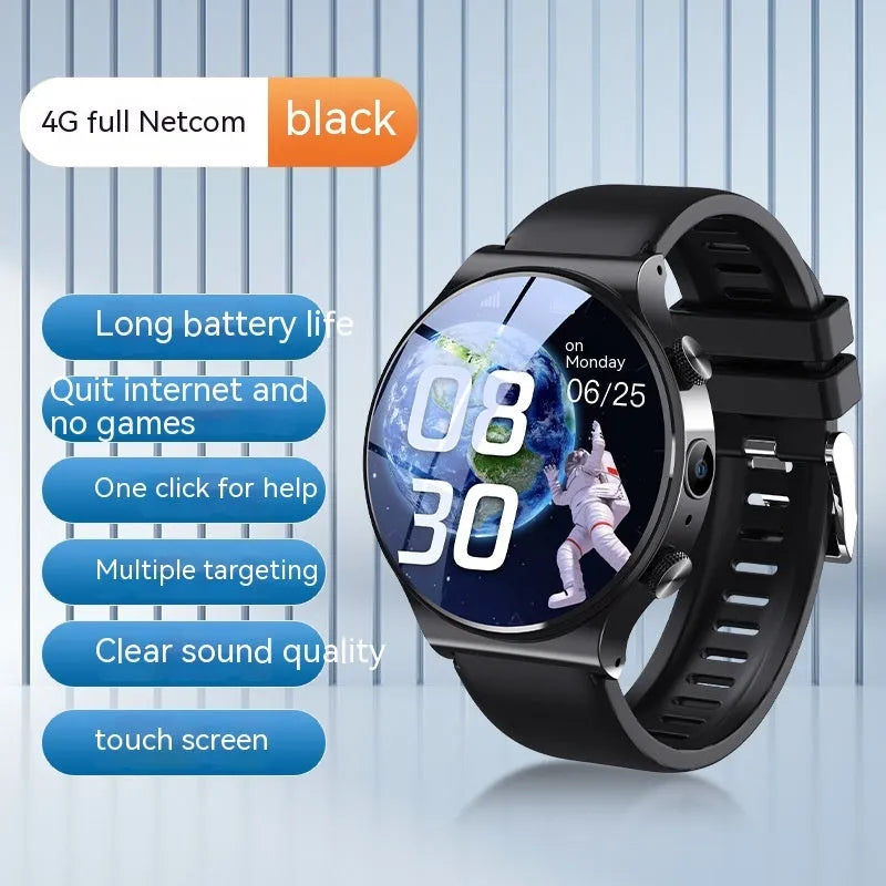 Black and white Fashion Personality Video Smart Watch showing 1.28-inch screen on a wrist.