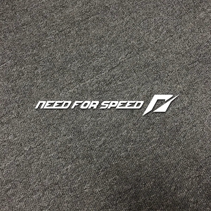 Need For Speed branded car sticker on a vehicle windshield, shown in rose red and silver white colour options.