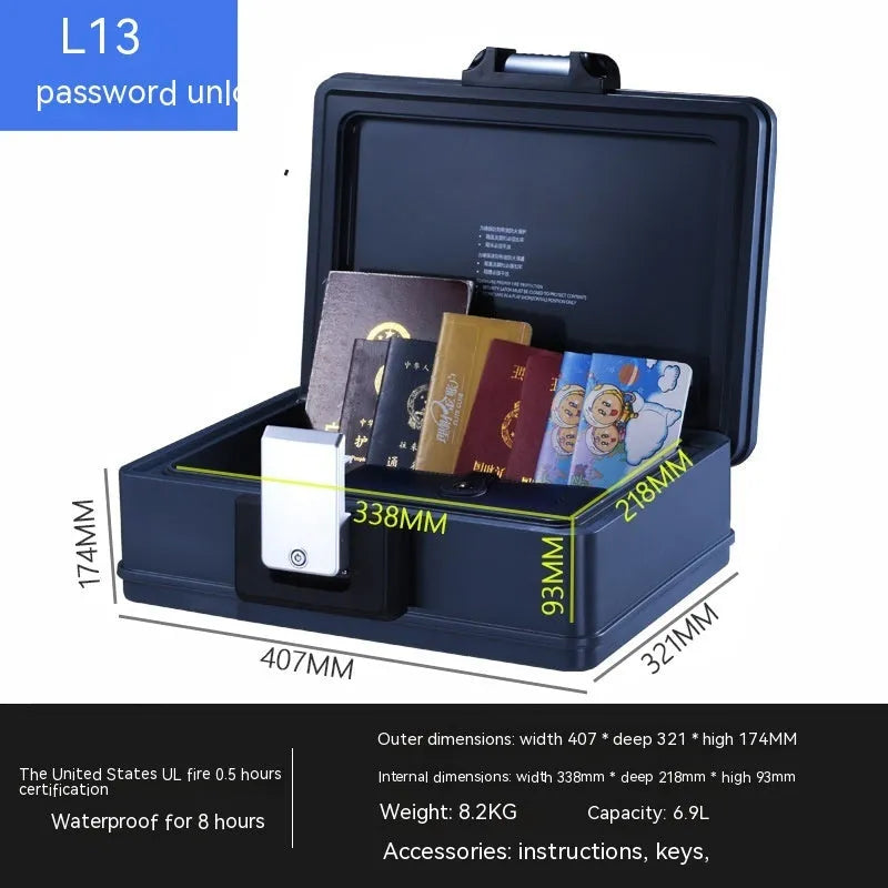L12 portable small safe box with mechanical dial combination lock.