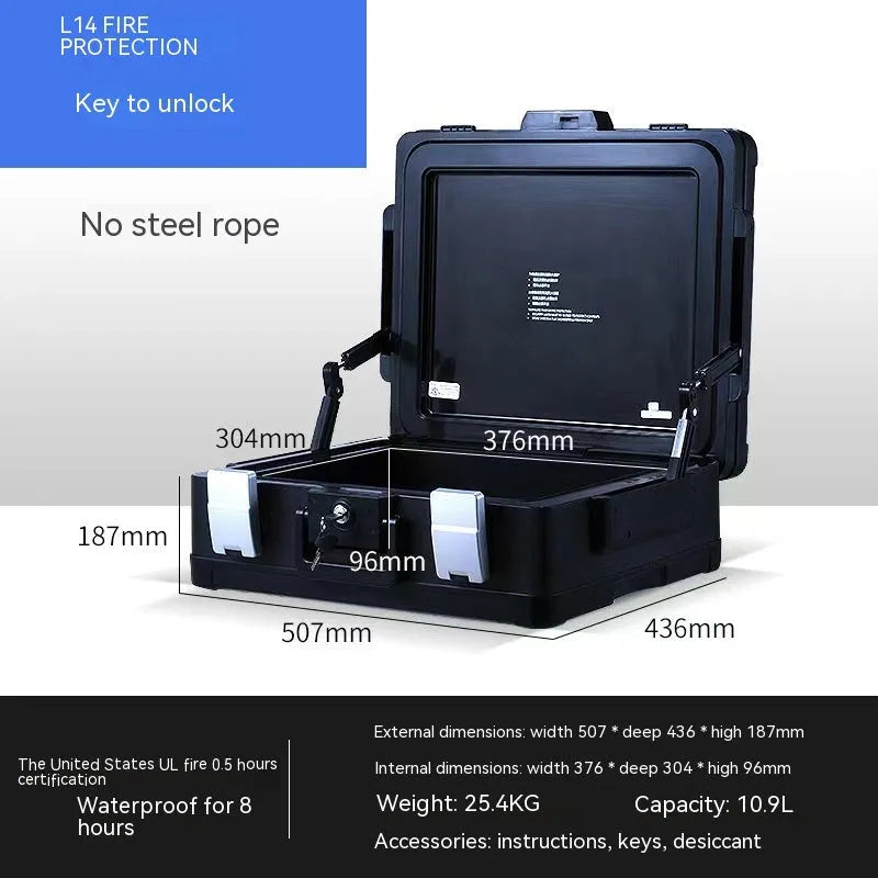 L12 portable small safe box with mechanical dial combination lock.