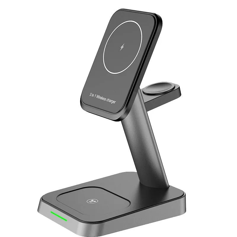 Black vertical wireless phone charger with watch charging pad and 10000mAh battery