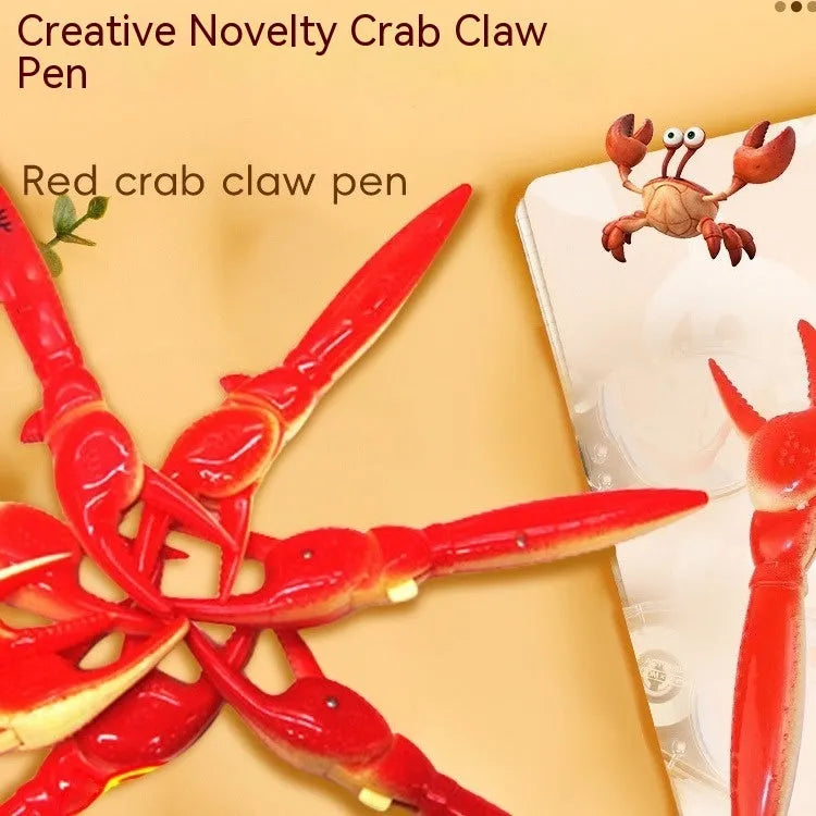 Crab-shaped ballpoint pen with pressing can clip mechanism in novelty stationery design