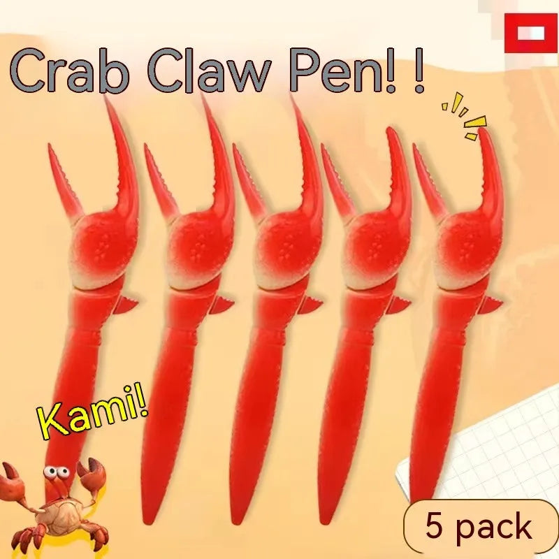 Crab-shaped ballpoint pen with pressing can clip mechanism in novelty stationery design