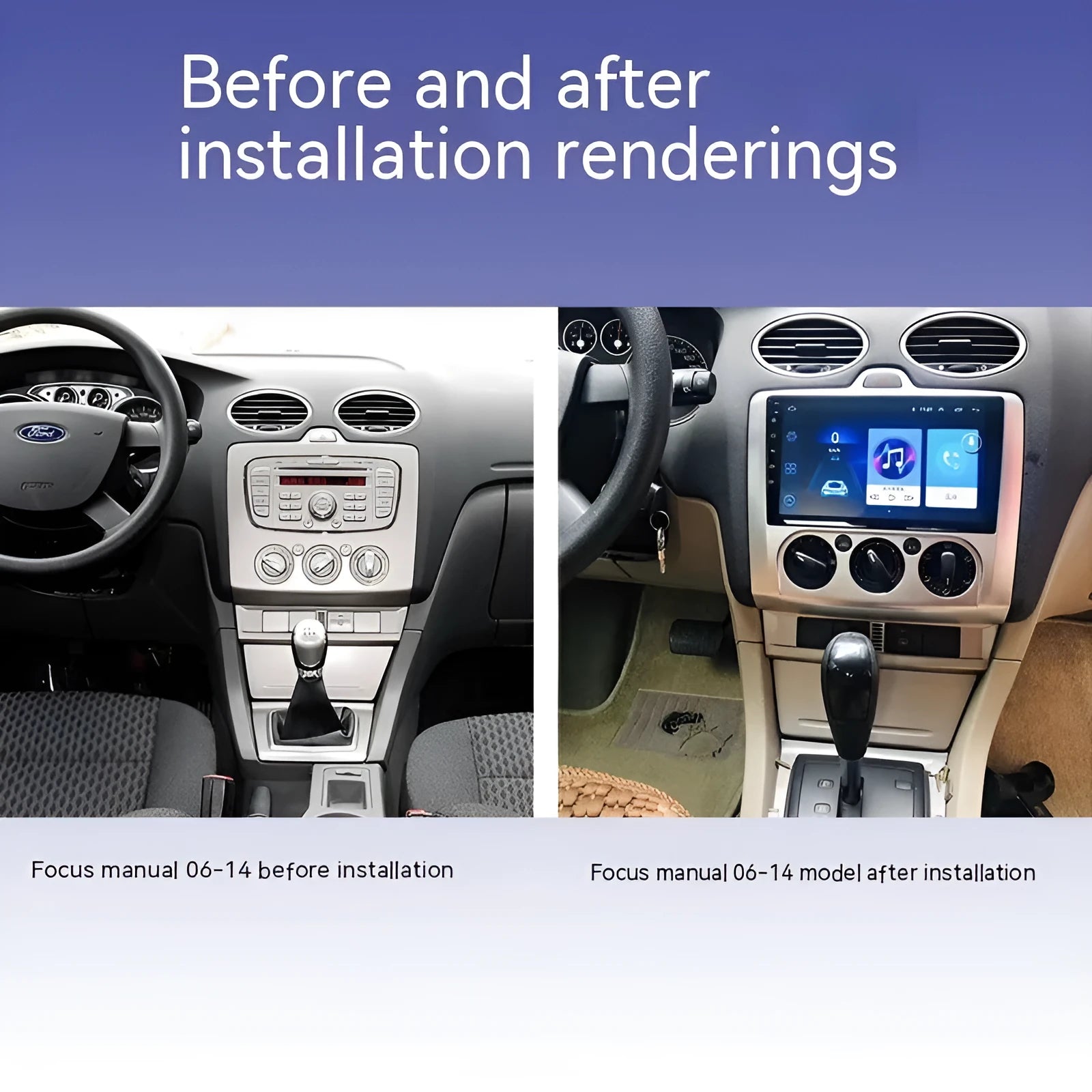 Android car stereo with 9-inch touchscreen and integrated manual air conditioner controls for Volkswagen Fox