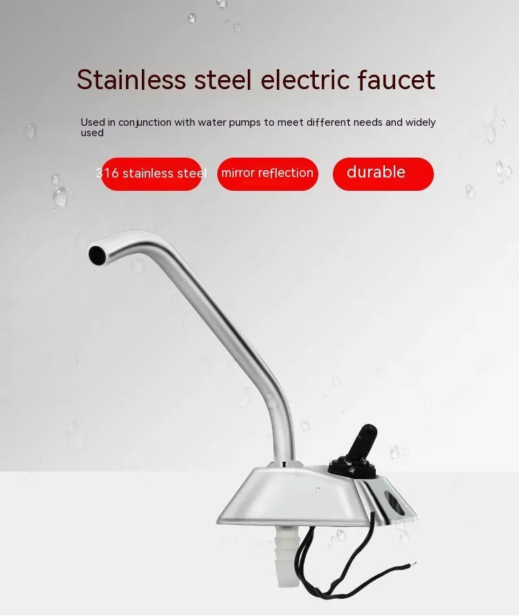 Electronic control RV kitchen tap with mirror polished stainless steel finish
