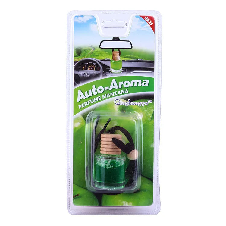 Glass bottle car air freshener hanging ornament with choice of 55g scent refills