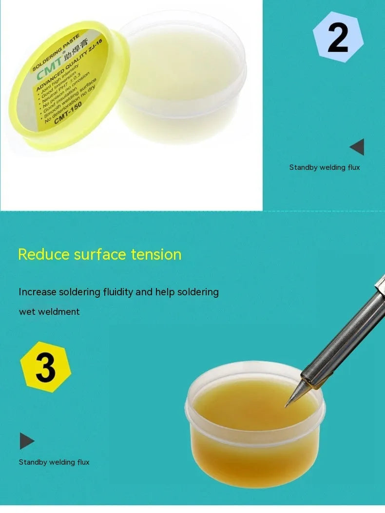 CMT rosin soldering flux paste for electric soldering iron in 85g or 50g containers
