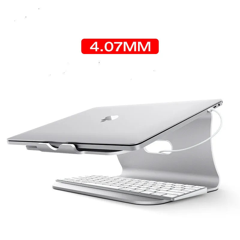 Aluminium alloy rotary cooling bracket for laptops in grey and silver colours.