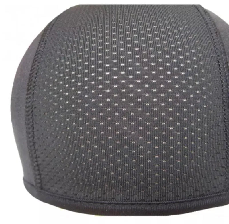 Black anti-sweat quick-dry cycling cap made of polyester spandex for helmet use