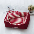 Navy stripes dog kennel mat with separate pillow in four size options