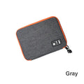 Data cable storage bag in black nylon with double zipper, small size 24x17x3cm