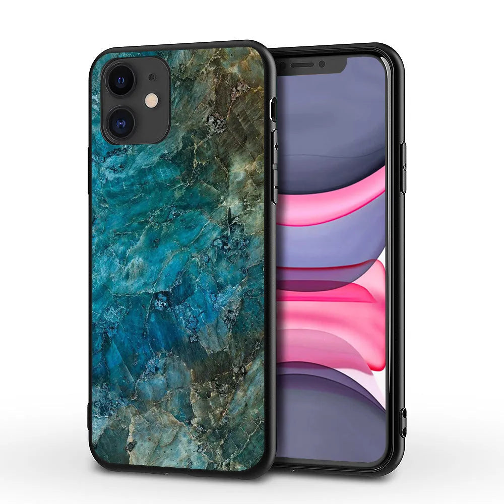 Marble pattern protective hard case for iPhone on a white background