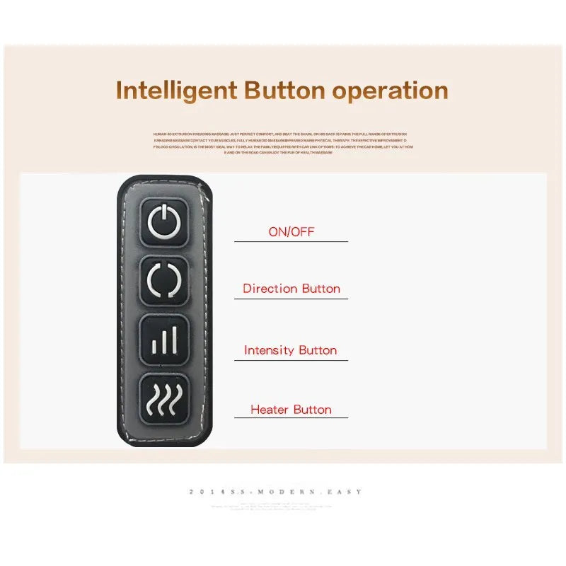U-shaped car and home shiatsu massager with 8 carbon fibre heads and infrared heating in beige colour