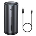 Black aluminium alloy car diffuser humidifier and air purifier unit with USB cable.